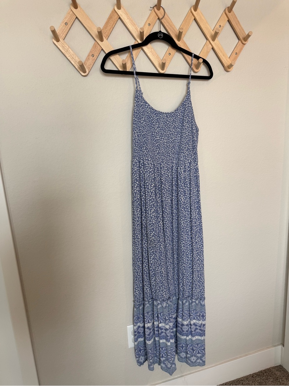 SO Blue Floral Maxi Dress with Border Print